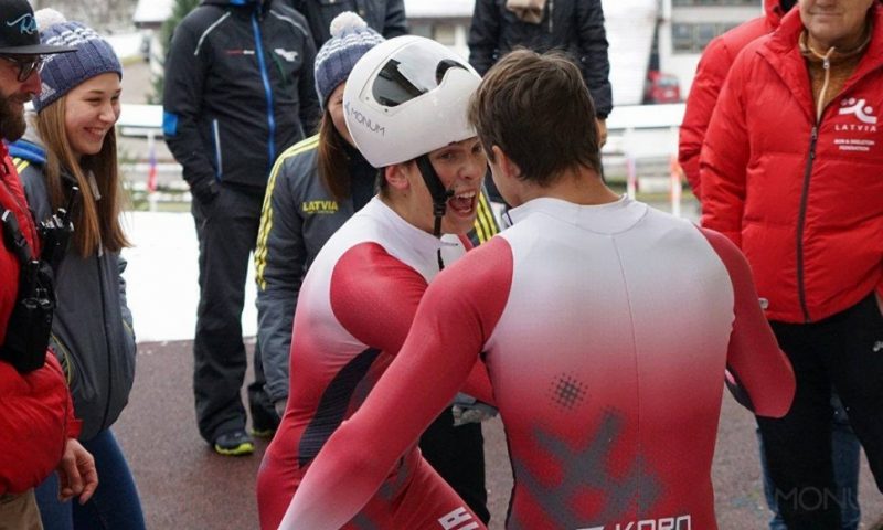 A double triumph in the season’s opening events for Latvian skeleton racers sponsored by MONUM